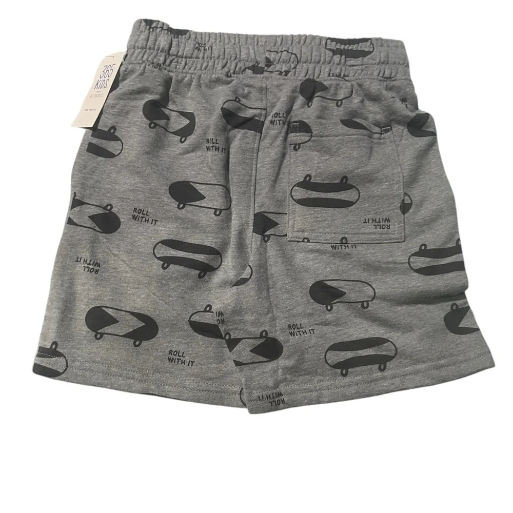 Gray and Black Casual Shorts with Elastic Waistband